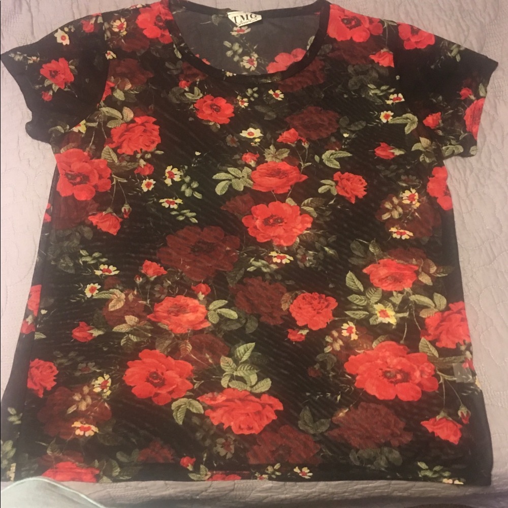 Sheer Rose Floral Summer top